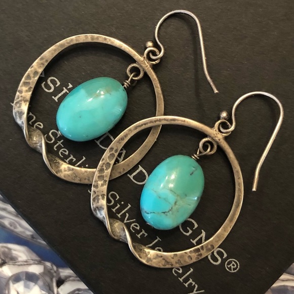 Vintage Silpada Sterling Silver Turquoise Earrings - Picture 3 of 14
